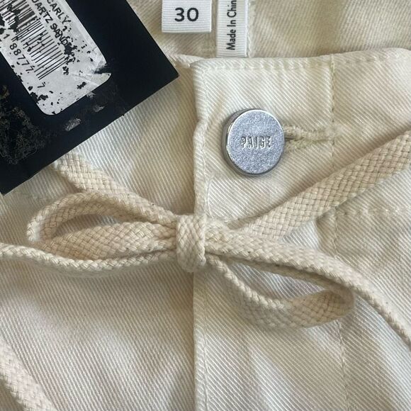 PAIGE Woman’s Cream Carly Pant Jeans Wide Leg Tie at Waist Lyocell & Elastane sz - Picture 6 of 9